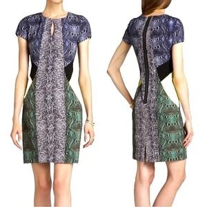 BCBGMaxAzria Sz XS Chloe Dress Snakeskin Sheath‎ Sexy Bodycon Edgy Club